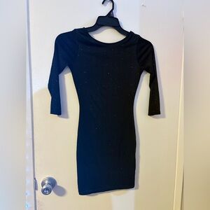 Topshop Black Sparkly Bodycon Dress with Bateau Neckline